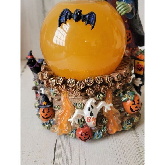 Halloween witch light up snow globe cauldron potion pumpkin ghost Crow - Picture 2 of 13